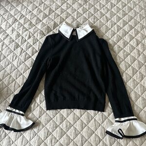 Alice + Olivia Black Sweater with White Collar and Cuffs